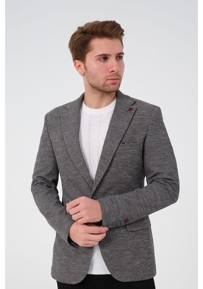 Bonesti Erkek Slim Fit Blazer Ceket Gri Desenli