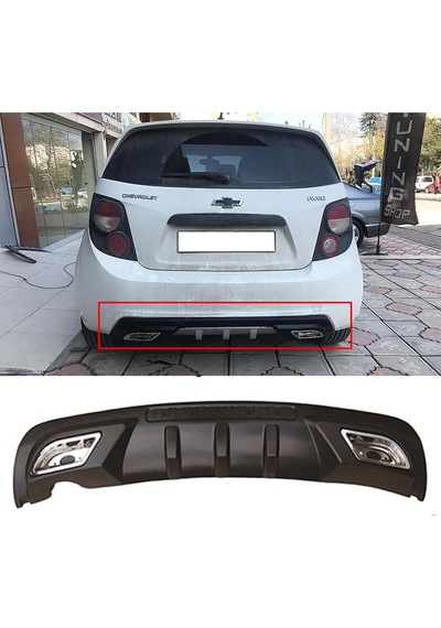 Chevrolet Aveo Hb Uyumlu Difüzör Siyah + Kare Egzoz Görünüm C Tip 2012 - 2016