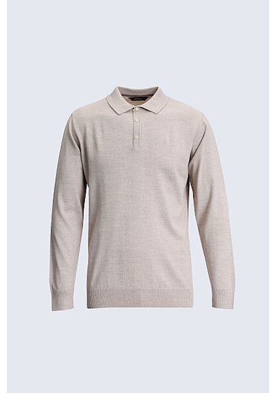 Hatemoğlu Bej Regular Fit Düz Polo Yaka Triko Kazak