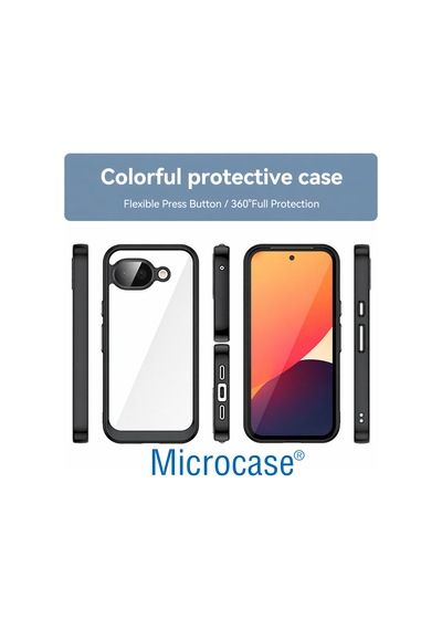 Google Pixel 10a İle Uyumlu Shield Serisi Darbeye Dayanıklı Yarı Esnek Plastik Tpu Kılıf - Al8100 Siyah