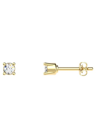 Nokta Tek Taş 14 Ayar Altın Küpe