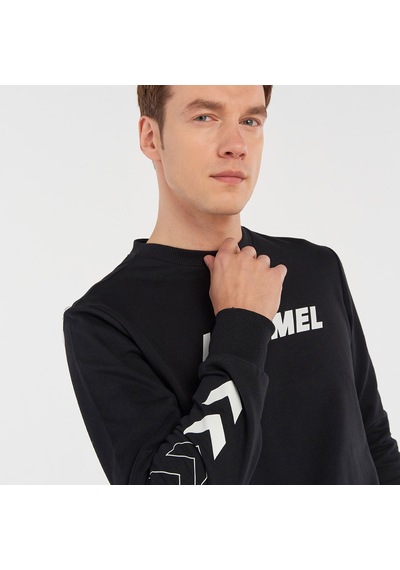 Hummel Elemental Erkek Siyah Yuvarlak Yaka Sweatshirt Siyah