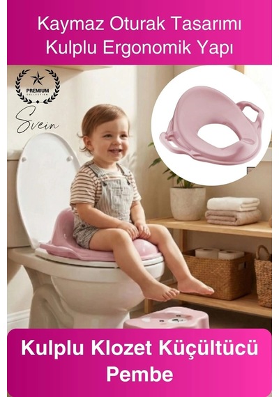 Klozet Pembe Kulplu Klozet Küçültücü Çocuk Adaptörü Tuvalet Eğitimi İçin Kaymaz Oturağı Küçültücü Çok Renkli