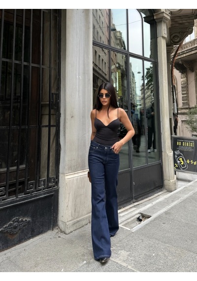 Out Of Standart Kadın Midwaist Flare Yüksek Bel Geniş Paça Jean Pantolon İndigo