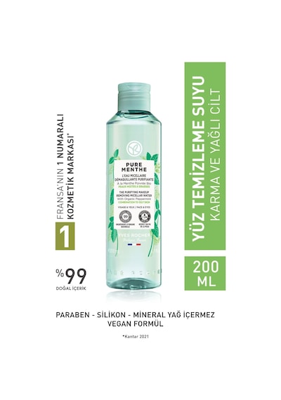 Yves Rocher Pure Menthe Karma ve Yağlı Ciltler İçin Yüz Temizleme Suyu 200 ML