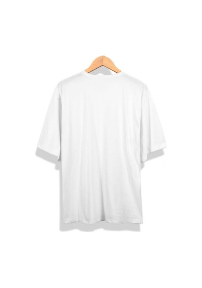 Flood Of Style Erkek Beyaz Weed Baskılı Oversize Bisiklet Yaka Tshirt