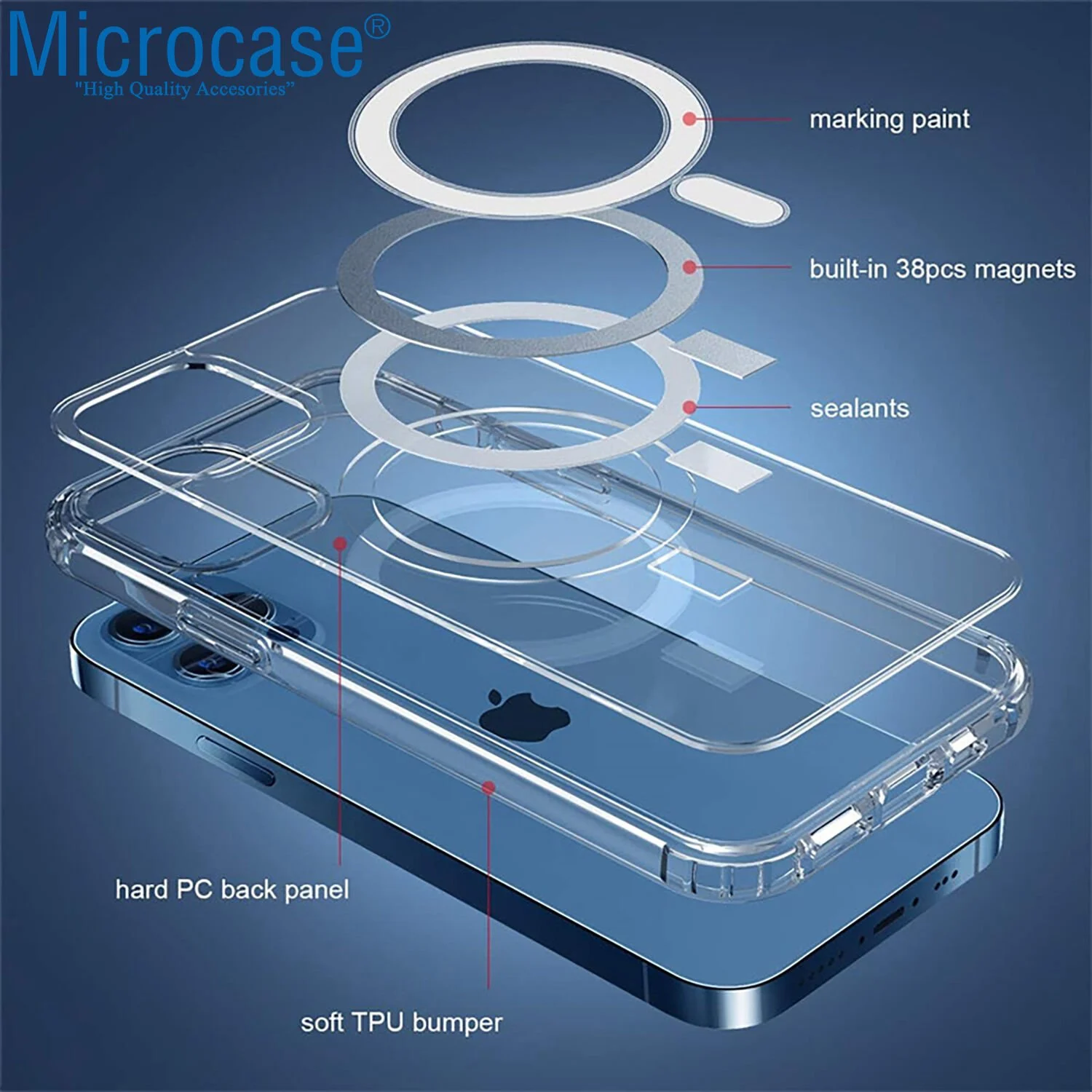 Microcase Xiaomi 13 Ultra Global İçin Magsafe Manyetik Darbeye Dayanıklı Yarı Esnek Plastik Tpu Şeffaf Kılıf - Al8115