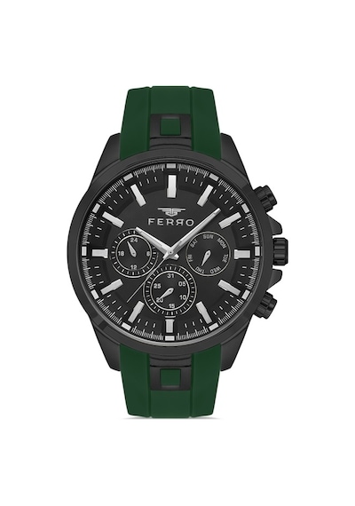 Ferro Fm11379dwt-zf2 Quartz Silikon Yeşil Siyah Kadran 46 Mm Erkek Kol Saati