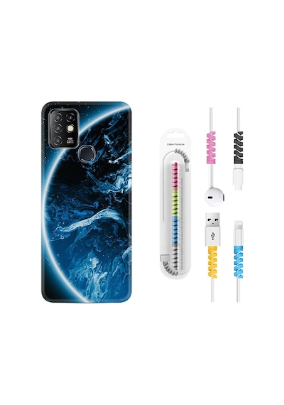 Infinix Hot 10 Kılıf Kablo Koruyuculu Blue Planet 1610