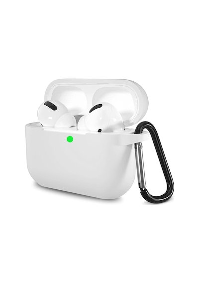 Airpods Pro 2 Uyumlu Premium Lansman Kılıf Kadife İç Astarlı Darbe Emici Silikon Soo-156 Beyaz