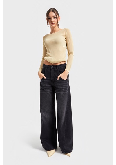 Itsbasic Kadın Koyu Füme Renk 2w5-1 Palazzo Fit Bol Kesim Cep Detaylı %100 Koton Denim Jean Itsbasic Kadın Koyu Füme Renk 2w5-1 Palazzo Fit Bol Kesim Cep Detaylı %100 Koton Denim Jean