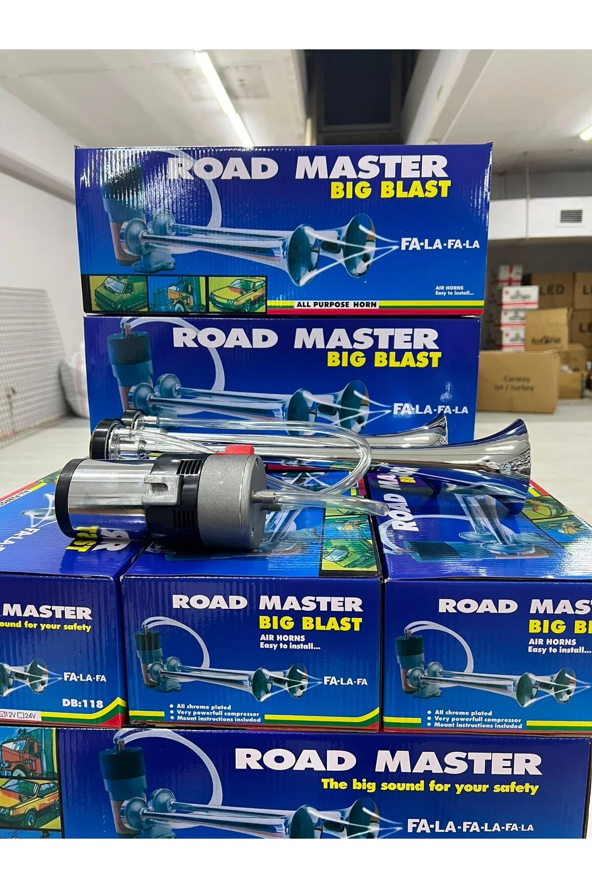 Fala Fala Korna Krom Çift Boru Kendinden Motorlu 12v