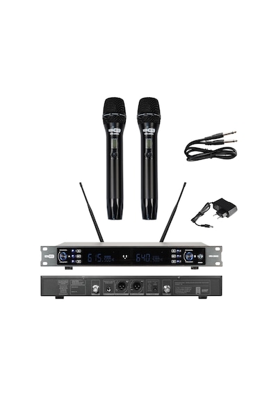 Hepa Merz Urx-286ee Üst Kalite 2'li El Tipi Uhf Telsiz Kablosuz Mikrofon Seti 2x100 Kanal