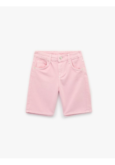 Koton Pamuklu Loose Fit Normal Bel Denim Şort Pembe 6skg40115ad Gül