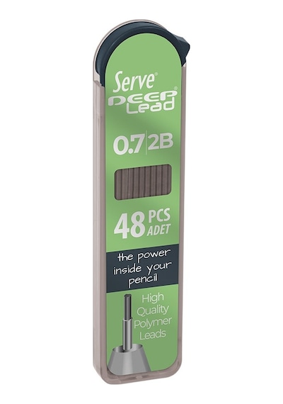 Serve Deep 0.7 Mm 2b Siyah Kalem Ucu 48 Li Renkli Gövde Yeşil