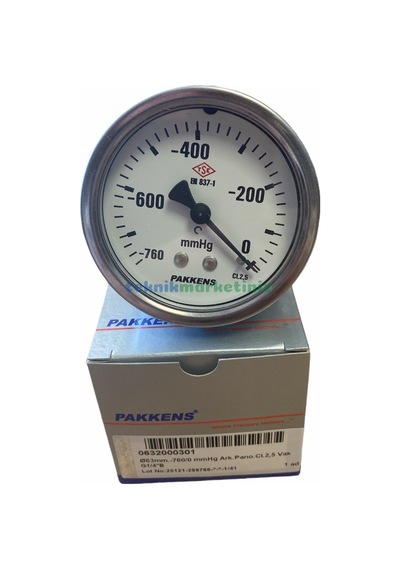 63MM -760MMhg Panotip Arka Çıkış G1/4" Kurutip VakuMMetre Pakkens