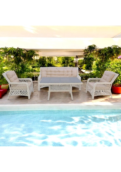 Ravello X Rehome Rattan Üçlü Bahçe Oturma Takımı 364 Kahve Tonlari