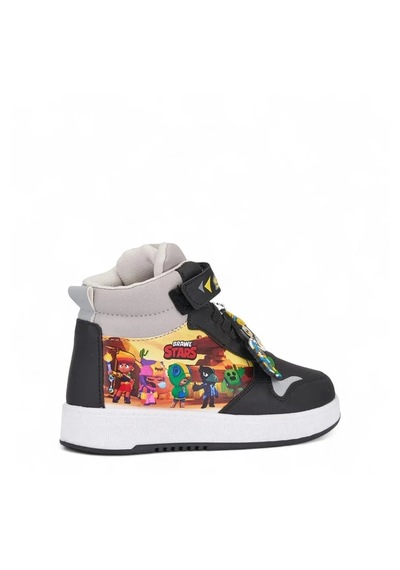 Nese Shoes Stars Baskılı Erkek Çocuk Spor Ayakkabısı, Sneaker Siyah-gri