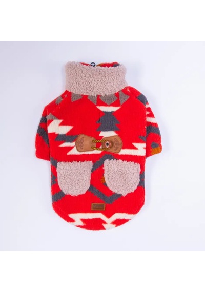 Pawstar Kırmızı Chicago Ethnic Weave Küçük Irk Köpek Pofuduk Ceket