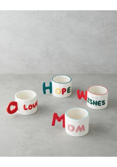 English Home Best Wishes Stoneware Kupa 400 Ml Kırmızı - Yeşil Kırmızı - Yeşil
