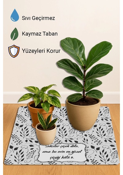 Valerine Life Çiçek Saksı Matı Salon Balkon Bitkileri Zemin Koruyucu Kaymaz Saksı Altlığı 60x60cm 27