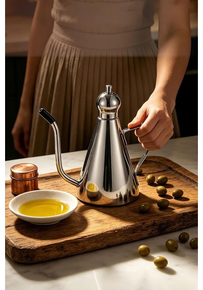 1000 Ml 304 Çelik Yağlık Zeytinyağı Ve Sirke İçin İnce Uçlu Yağdanlık Cin374