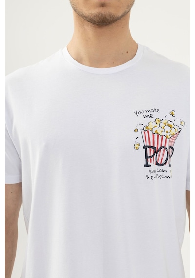 Koza İç Giyim Erkek Kısa Kollu Pamuklu Popcorn Desenli Şortlu Pijama Takımı Ko60100 Mavi - Beyaz