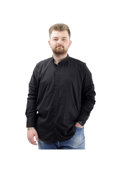 Mode Xl Büyük Beden Erkek Gömlek Uzun Kol Likralı Keten Gömlek U20385 Siyah Siyah