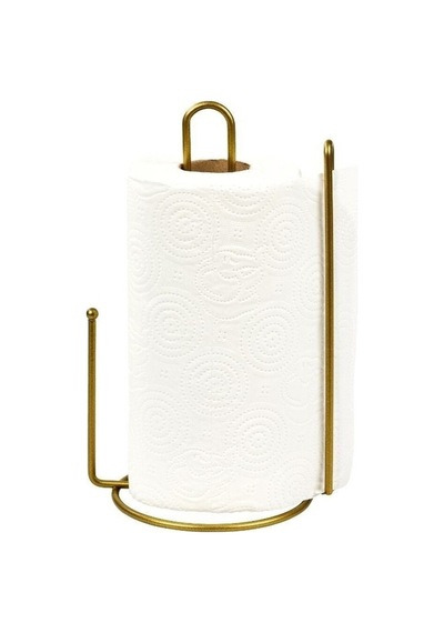 Edora Home 2'li Gold Mutfak Organizer Seti, Ayraçlı Kağıt Havluluk Ve 6 Kancalı Bardaklık - Metal Paslanmaz