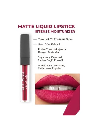 Uzun Süre Kalıcı Kadifemsi Kuruma Yapmayan Mat Likit Ruj - Matte Liquid Lipstick 515 Royal Cranberry Çok Renkli
