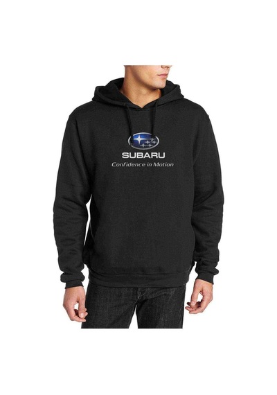 Araba Subaru Logo Baskılı Siyah Erkek Örme Kapşonlu Sweatshirt (534812446)