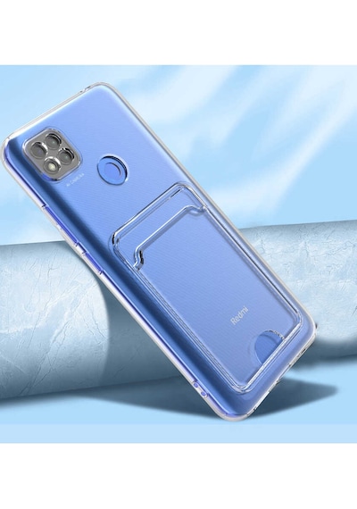 Goocamp Redmi 9c Kılıf Kartlıklı Şeffaf Setra Clear Silikon Kapak - Renksiz Renksiz