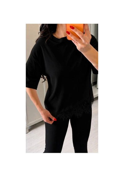 Butik İstanbul Kısa Kollu Bısıklet Yakalı Dantel Detaylı Vıskon Ikı Iplık Bluz Siyah Butik İstanbul Kısa Kollu Bısıklet Yakalı Dantel Detaylı Vıskon Ikı Iplık Bluz Siyah