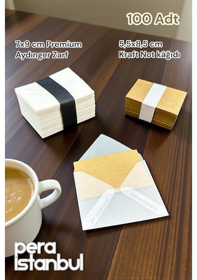 100 Adet Mini Zarf 70mmx90mm Aydınger Zarf Hediye Doğum Günü Dilekleri Zarfı Kraft Not Kartlı