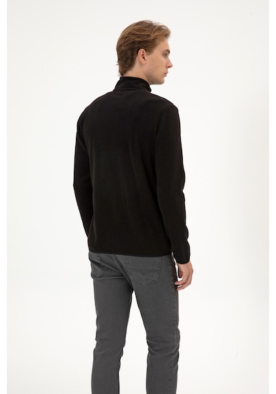 U.S. Polo Assn. Erkek Regular Fit Siyah Polar Yarım Fermuarlı Basic Sweatshirt 50313777-VR046