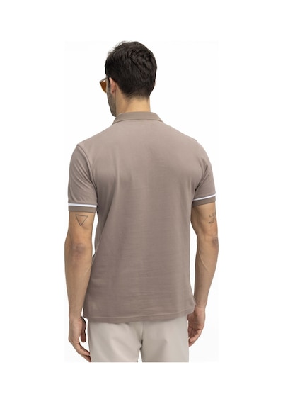 Tudors Erkek Polo Yaka Slim Fit Pamuk Fermuarlı Pike Tişört-27083-Kahve Kahverengi