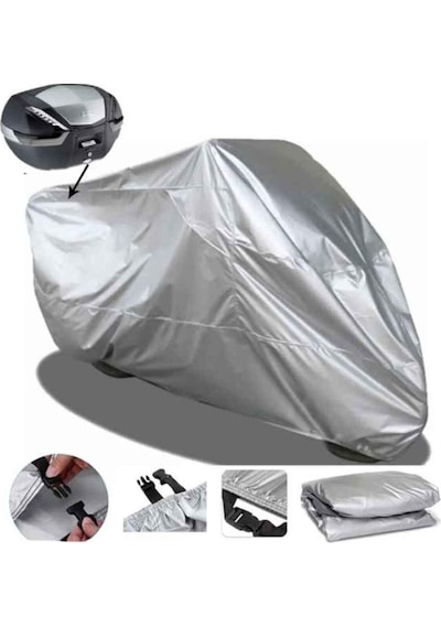 Bajaj Chetak Gri Motosiklet Brandası Arka Çanta Uyumlu