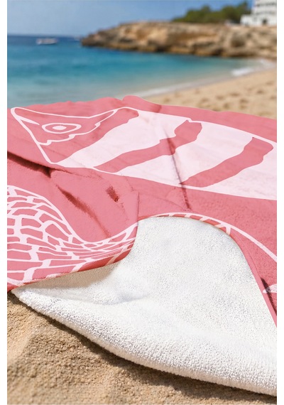 Balık Figürlü Marine Plaj Havlusu - Modern Akdeniz Pembe Mercan Hızlı Kuruyan Mikrofiber Havlu Örtü İnci Esinti