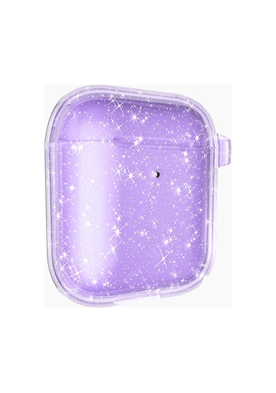 Mobaxaksesuar Apple Uyumlu AirPods 1. / 2. Nesil İle Kılıf Sağlam Şeffaf Simli Allstar Renkli Case 32 Mor
