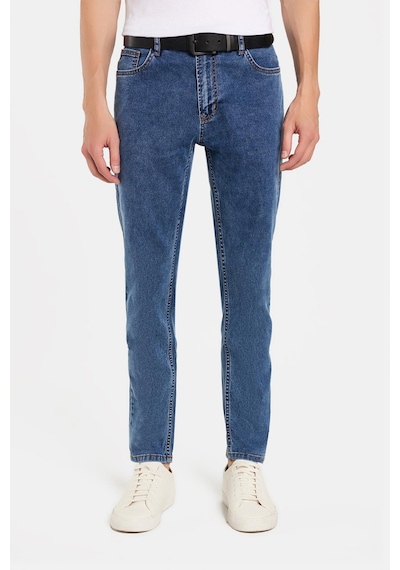 Tudors Erkek Slim Fit Yıkamalı Taşlamalı Esnek Kot Düz Paça Tapered Açık Mavi Pantolon-34828 Açık Mavi