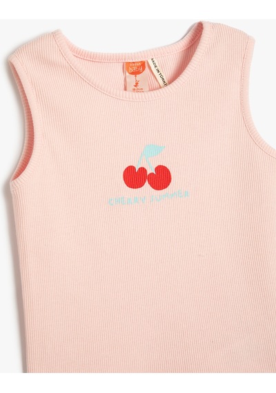 Koton Atlet Kolsuz Bisiklet Yaka Fitilli Baskılı Pamuklu Pembe 3smg30022ak 3SMG30022AK274 Pembe