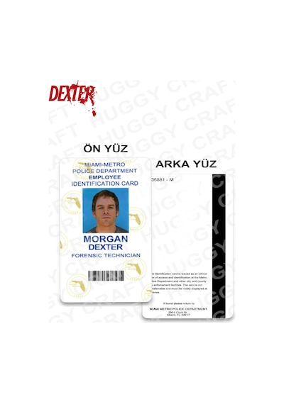 Dexter Morgan Kimlik Kartı Kaliteli Baskı Pvc Kart + Boyun Askılığı + Şeffaf Su Geçirmez Kartlık