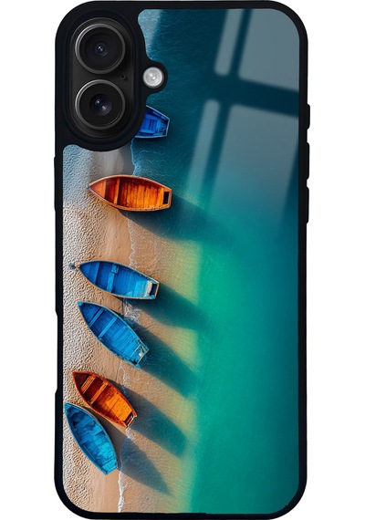 Apple Uyumlu iPhone 16 Plus Azure Drift Tasarımlı Glossy Telefon Kılıfı Çok Renkli