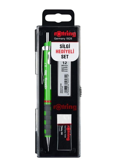 Rotring Tikky Okul Seti 0.7 Mm Koyu Yeşil Versatil Kalem + Silgi + Uç