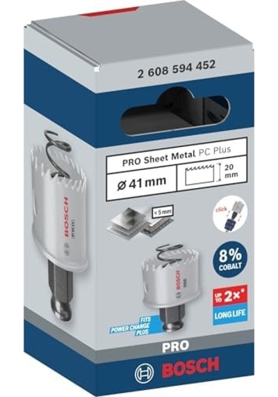 1 X Pro Sheet Metal Power Change Plus Delik Testeresi Paslanmaz Çelik Saclar, Çelik Saclar, Ø 41 Mm, Profesyonel Aksesuar Matkap/tornavida İçin