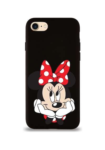 Apple Uyumlu iPhone 7 Lansman Kılıf Minnie Mouse Tasarımlı Altı Kapalı Içi Kadife Kaplı Kapak Şeffaf