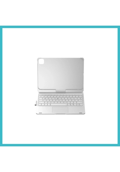 Bezos İpad Pro 11 2024 F11 Ats Kılıf Magic Dönen Klavyeli Tablet Kılıf - Gümüş Dfnbez