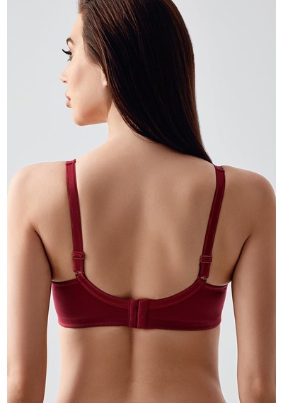 New Bra Kadın C Kap Balenli Tül Detaylı Toparlayıcı Sütyen Bordo 2304 Bordo