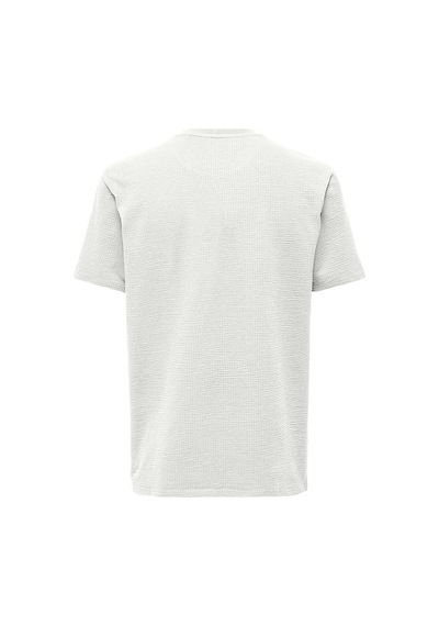Only & Sons Erkek Onskıan Kare Desenli Kısa Kollu Pamuklu T-shirt 22028692 Ekru