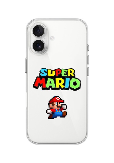 Apple Uyumlu iPhone 16 Plus Şeffaf Kılıf 2 Mario Tasarımlı